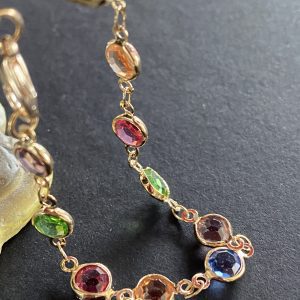 Sparkly Multicoloured Fashion Bracelet made with Glass beads -Champagne Gold  effect
