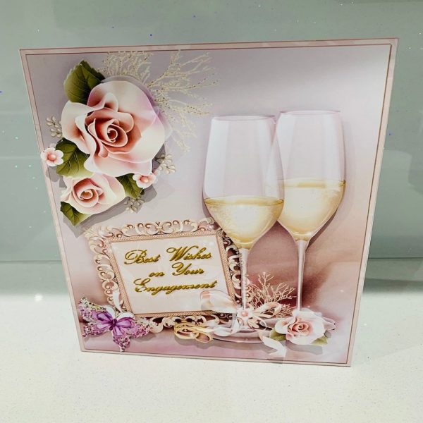 Handcrafted 3D Decoupage On Your Engagement Greeting Card.