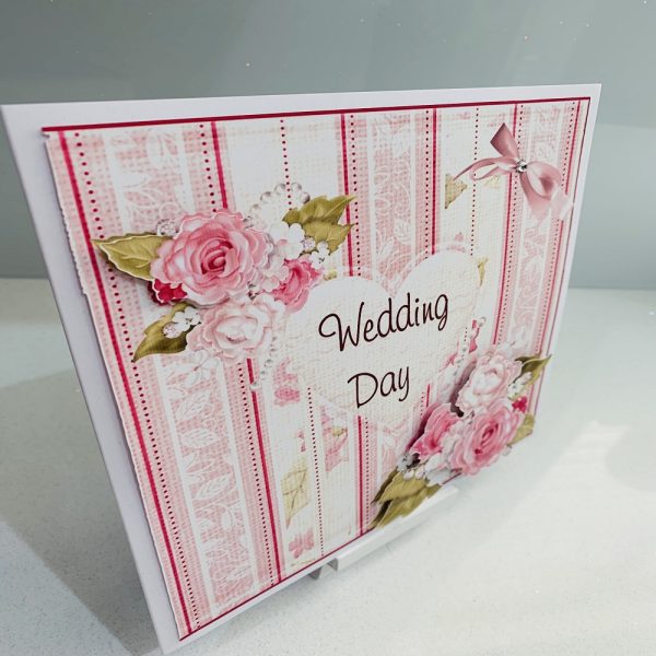 Handmade Wedding Day 3D Decoupage Greeting Card 8x8 - Image 2