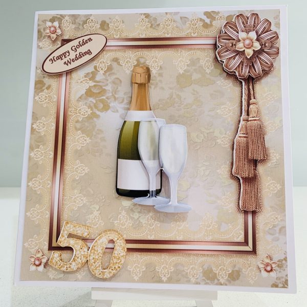 Handcrafted Golden Wedding Anniversary, 50 years Greeting Card