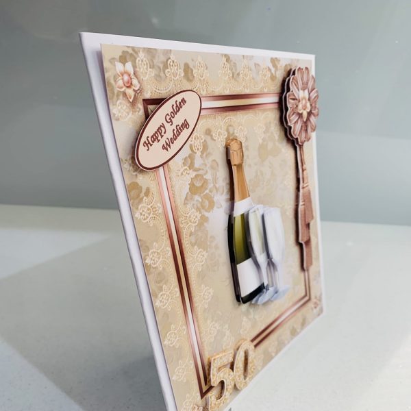 Handcrafted Golden Wedding Anniversary, 50 years Greeting Card - Image 2