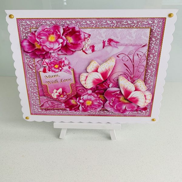 Handmade Mothers Day or Happy Birthday 3D Decoupage 8x8 Greeting Card