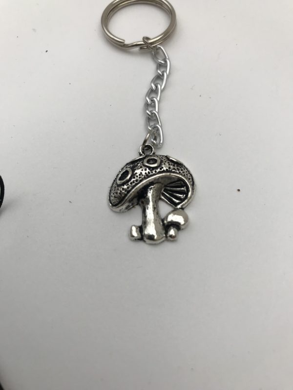 Tibetan silver bag /purse charm, red cord - mushroom - Image 2