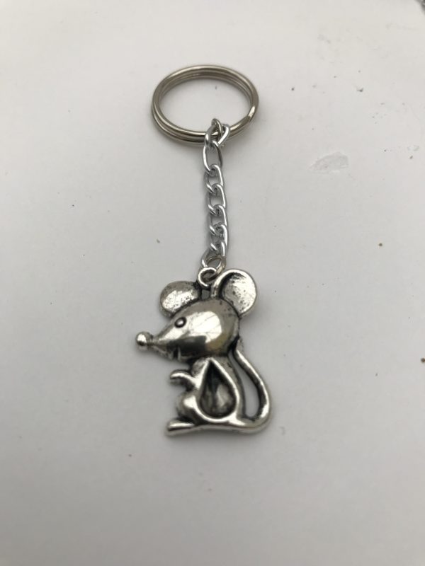 Tibetan silver bag /purse charm, black cord - mouse - Image 2