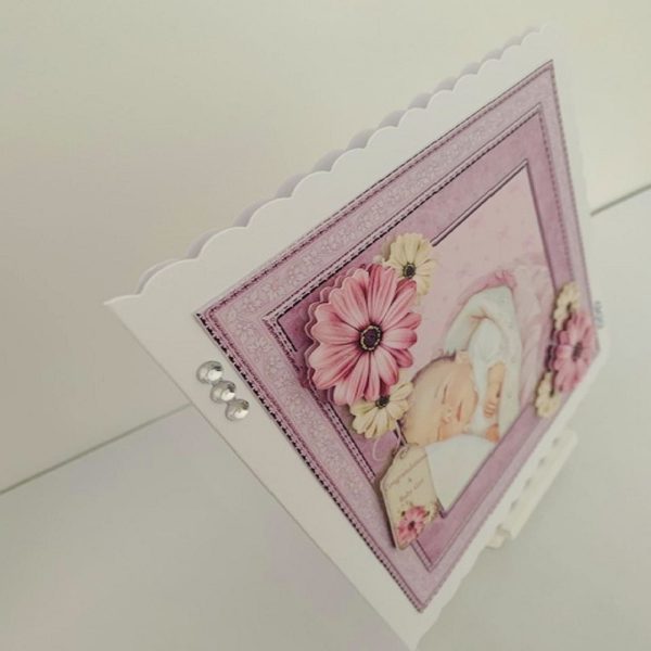 Baby Girl Handmade 8x8 Scalloped Edge Decoupage Greeting Card - Image 4