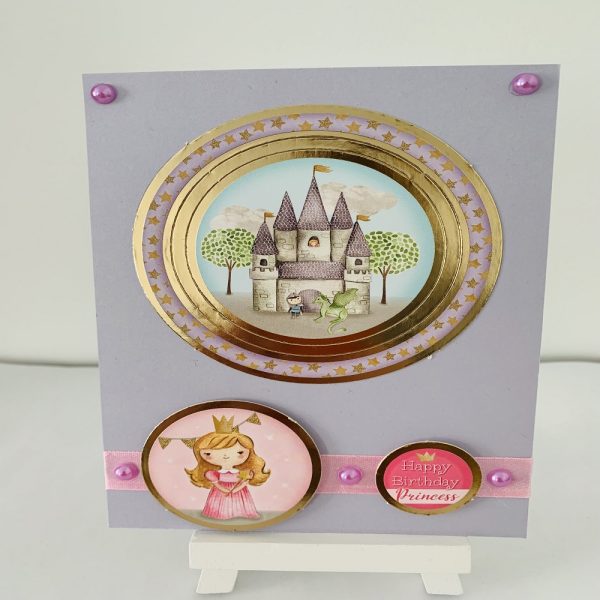 Handmade Birthday Girl Princess Themed A6 Card
