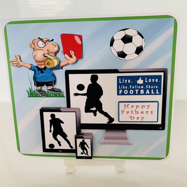 Happy Birthday / Fathers Day Football Themed Handmade Greeting 7x7 Square Card 3D Decoupage