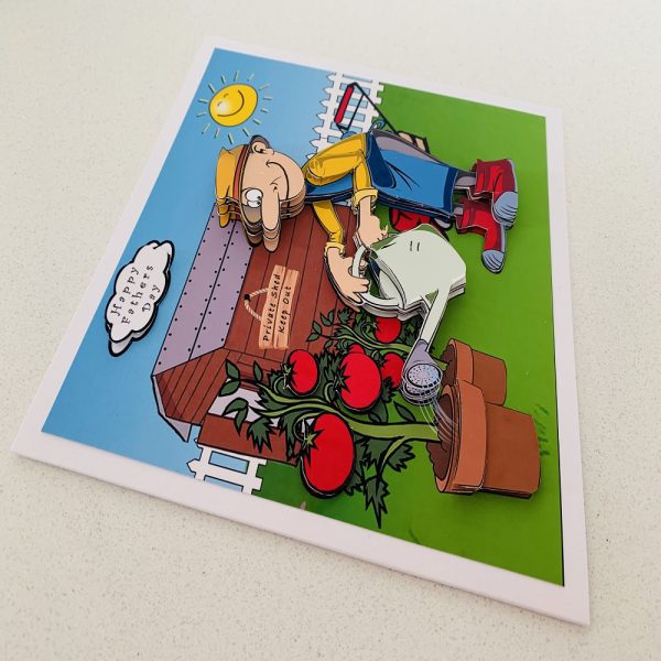 Happy Birthday / Fathers Day Handmade Gardening Themed Greeting 7x7 Square Card 3D Decoupage - Image 2