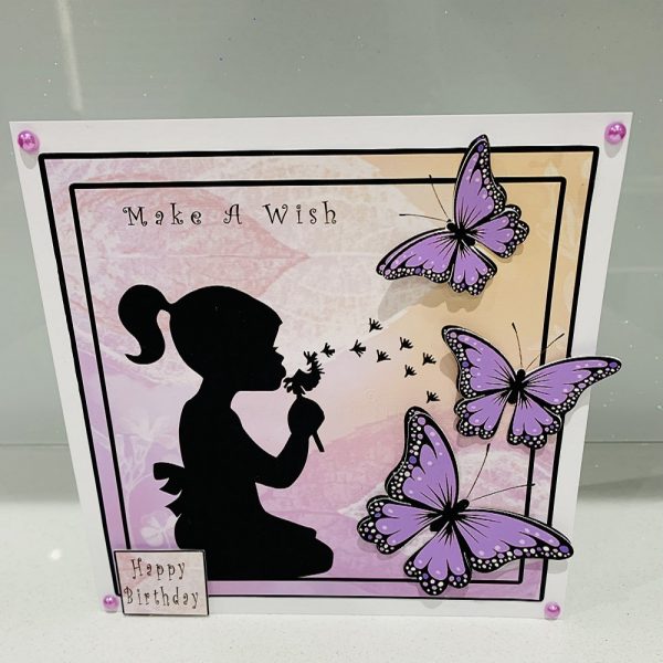 Handmade 3D Decoupage Make a Wish Happy Birthday 7x7 Greeting Card