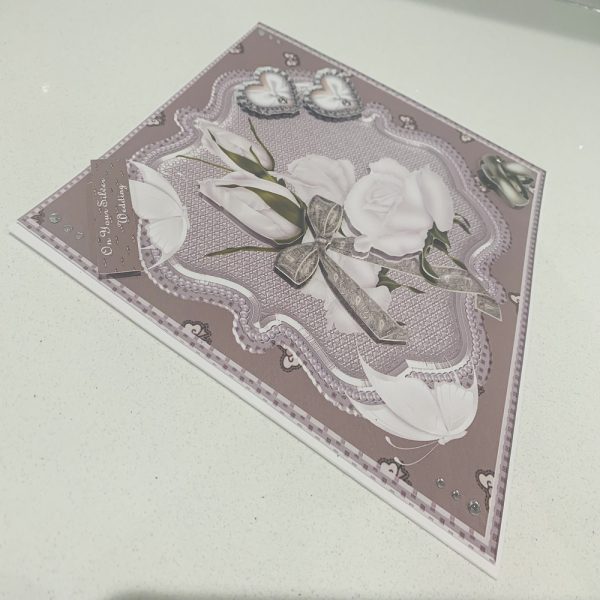 Handmade 3D Decoupage Silver Wedding Anniversary 8x8 greeting card - Image 2