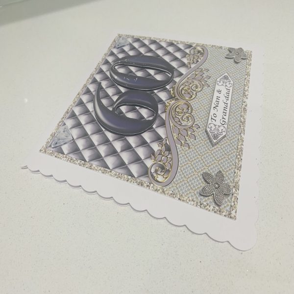 Handcrafted Diamond Wedding Anniversary 60 years Greeting Card - Image 2
