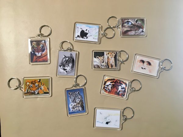 Keyrings - Artworks of  Lions, and tigers and bears! And a cat...