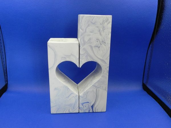Black and White Marbled Heart Effect  T Light Holders - Image 2