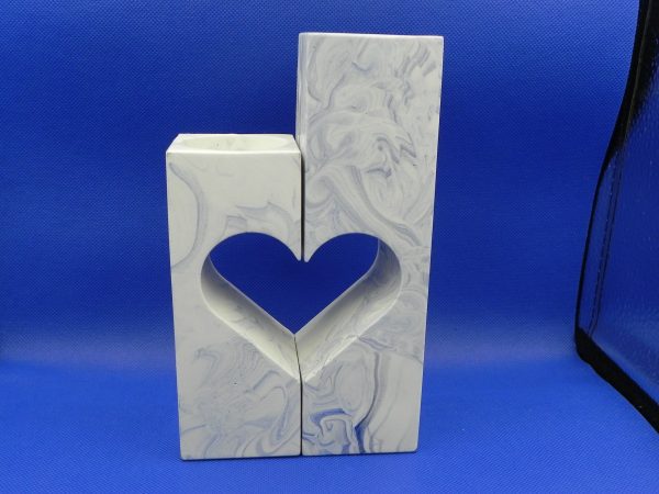 Black and White Marbled Heart Effect  T Light Holders