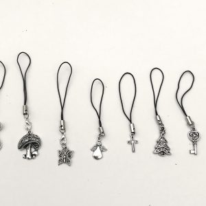 Tibetan silver bag /purse charm, black cord - mouse