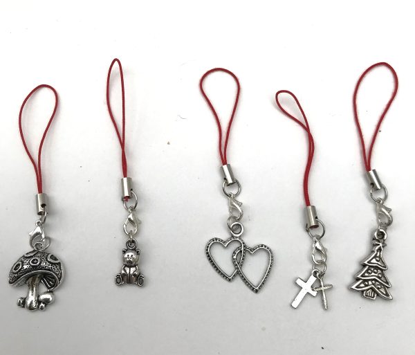 Tibetan silver bag or purse charm red cord - xmas tree