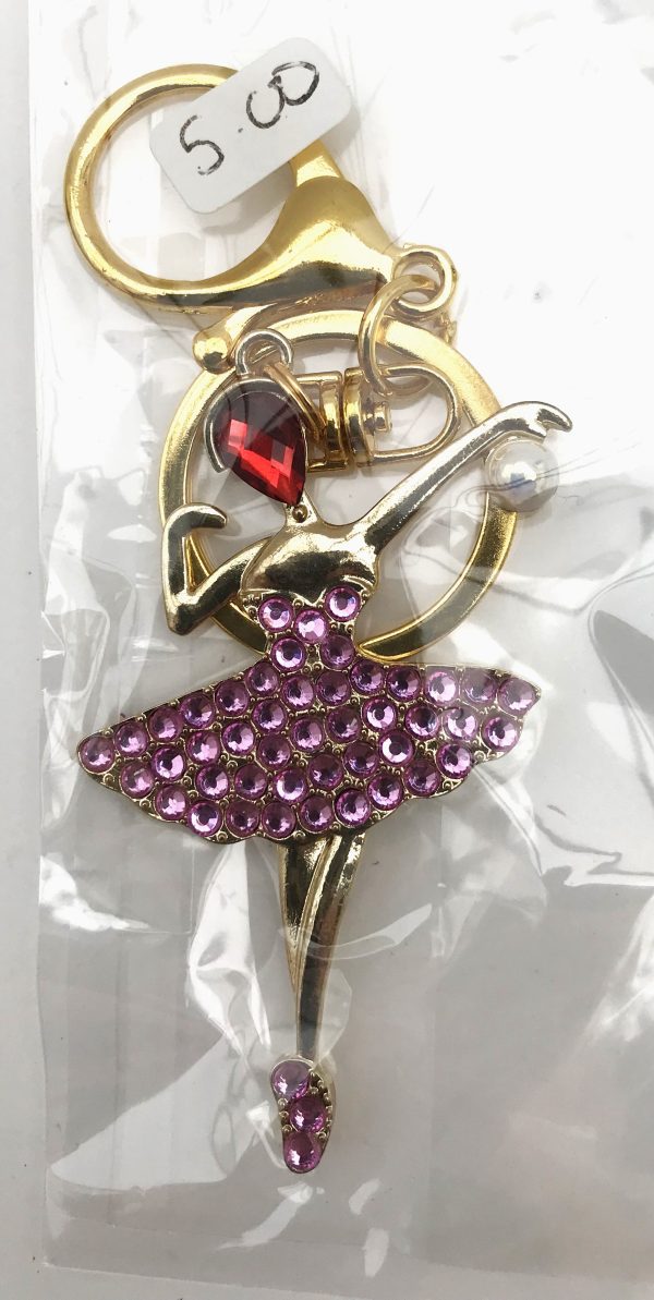 ballerina crystal art key ring