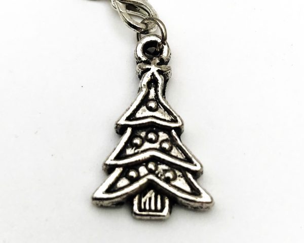 Tibetan silver bag or purse charm red cord - xmas tree - Image 2