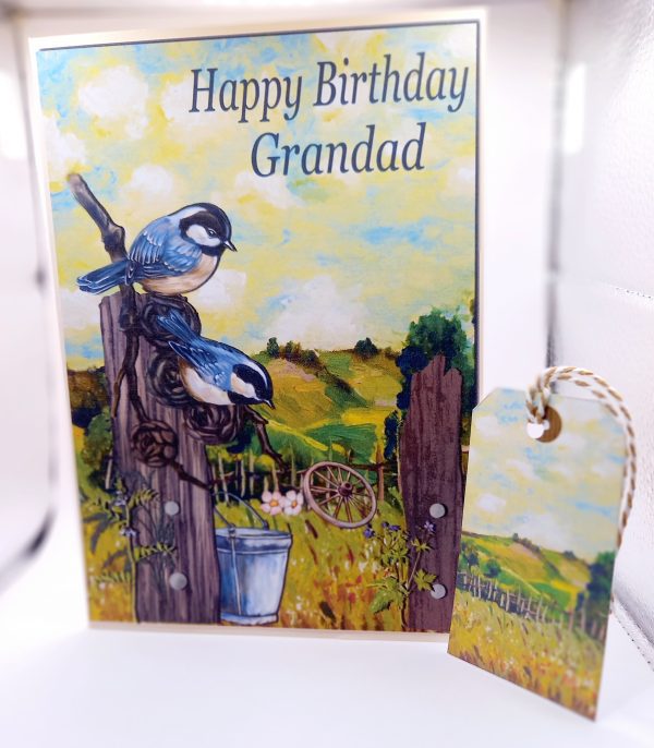 Birthday card, Grandad with free matching gift tag