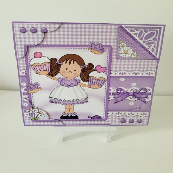 girls cup cake birthday card