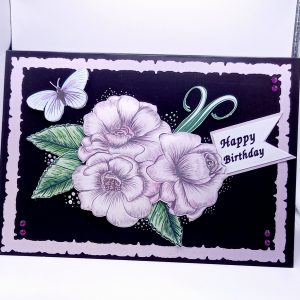 Handmade,  hand coloured birthday card