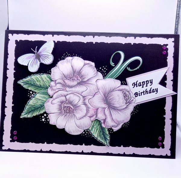 Handmade,  hand coloured birthday card