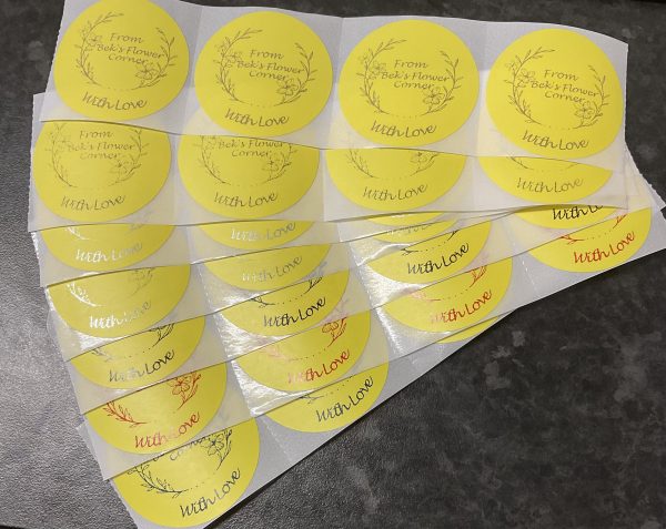 50 x 2” Yellow Circle Personalised Labels