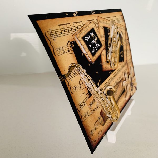 Handmade Saxophone Themed Greeting Card 8x8 - Image 2