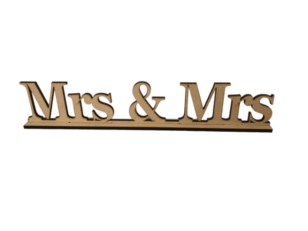 WOODEN MRS & MRS WEDDING TABLE SIGN