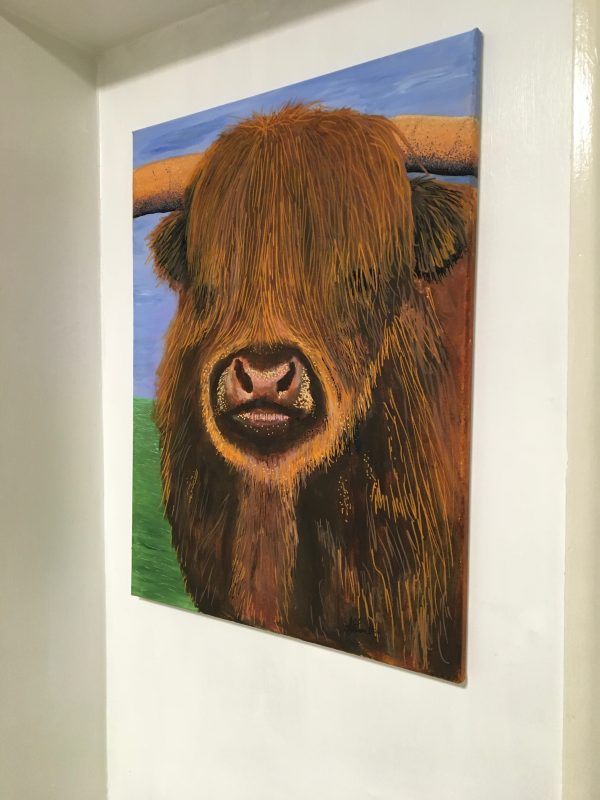 Highland Cow Original Artwork on Canvas - Image 2