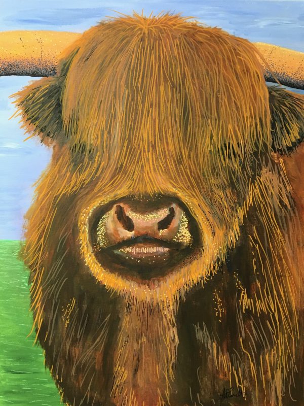 Highland Cow Original Artwork on Canvas - Image 3