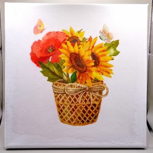 Basket of flowers canvas