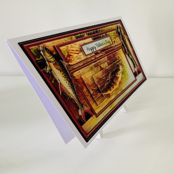 Handmade 3D Pyramage Fishing greeting card 10x7 - Image 6