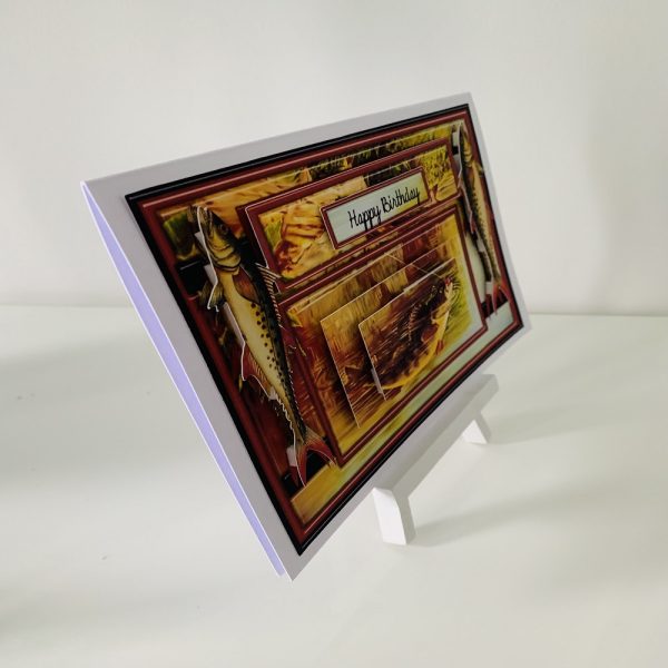 Handmade 3D Pyramage Fishing greeting card 10x7 - Image 2