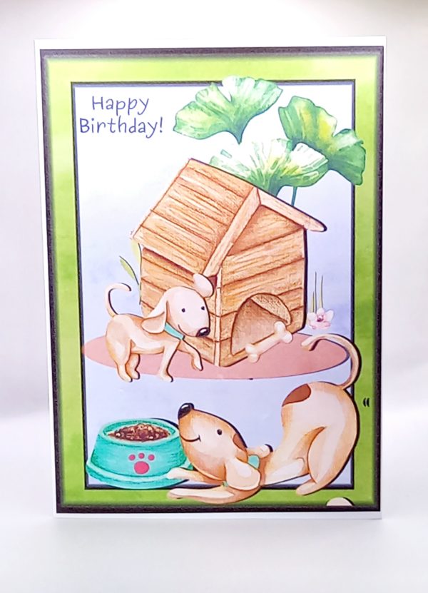 Dogs and kennel birthday card