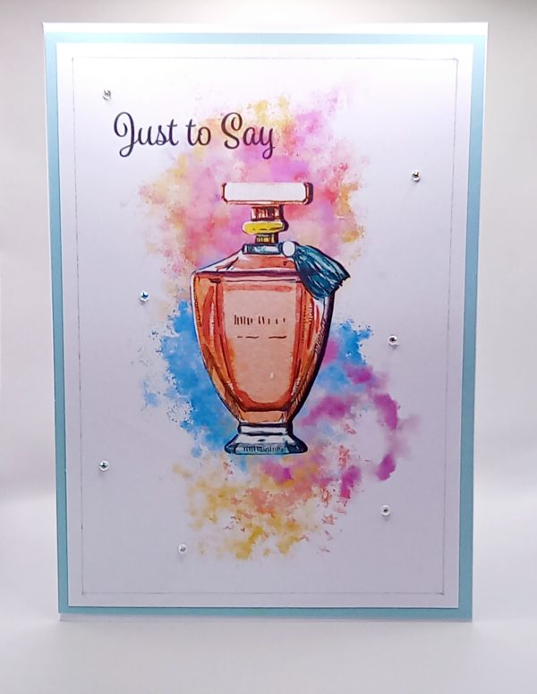 Perfume bottle just because card