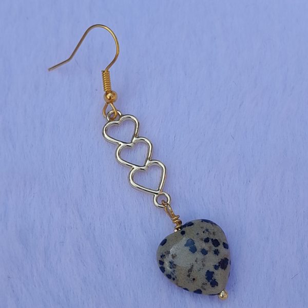 Dalmation Jasper Heart Earrings - Image 2
