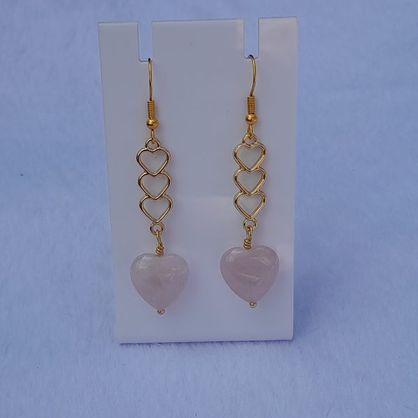 Rose Quartz Heart Earrings