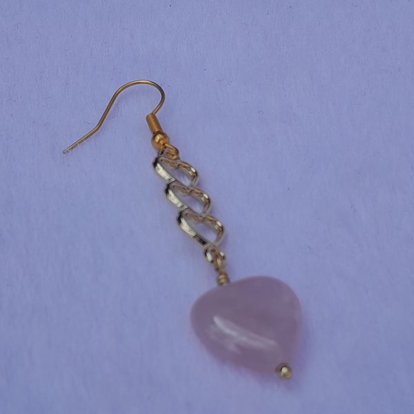 Rose Quartz Heart Earrings - Image 2