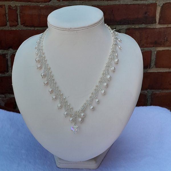Freshwater pearl & crystal necklace - Image 3