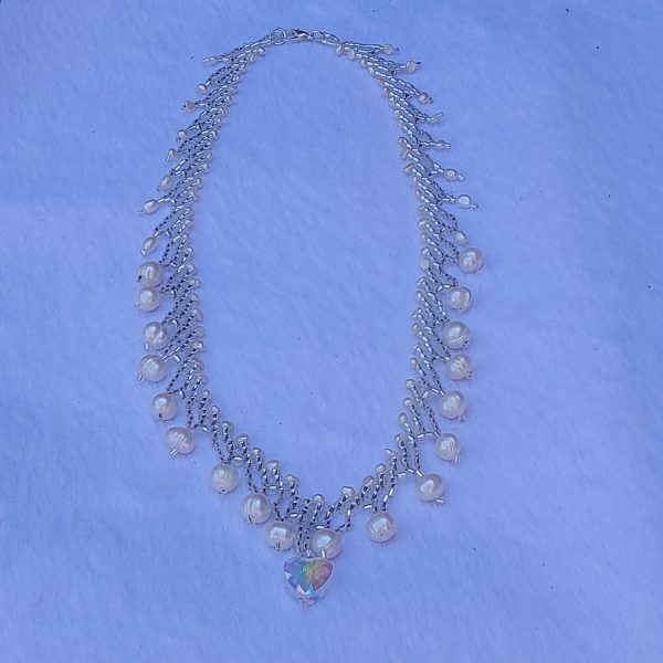 Freshwater pearl & crystal necklace - Image 4