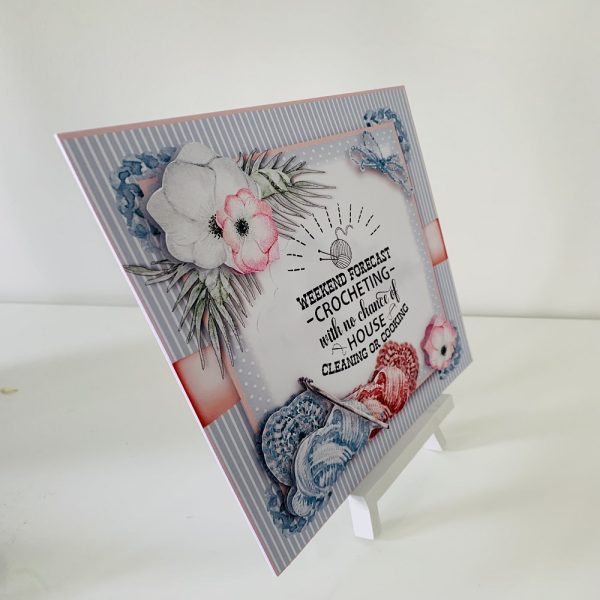 Handmade Birthday or Get Well Soon 8×8 Greeting Card | Crochet - Image 2