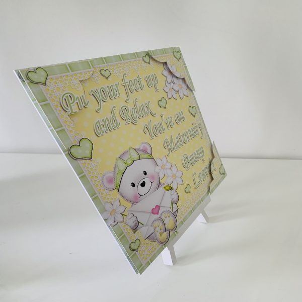 Maternity Leave Handmade 8×8 3D Decoupage Greeting Card - Image 2