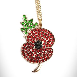 red poppy crystal art necklace