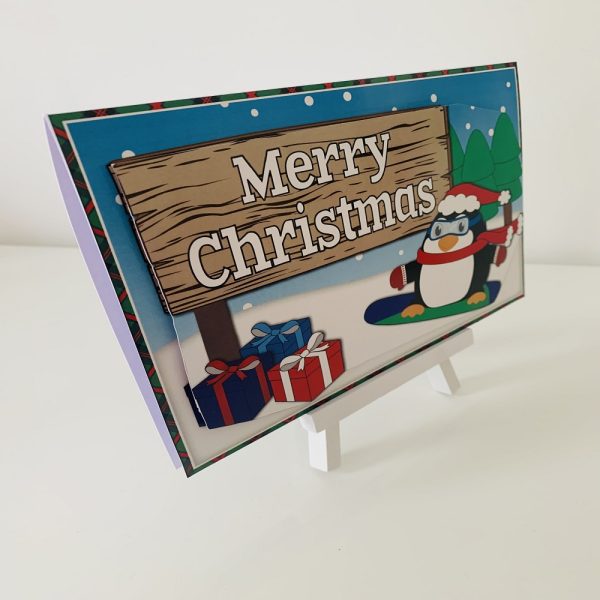 Handmade Merry Christmas Penguin Greeting Card - Image 2