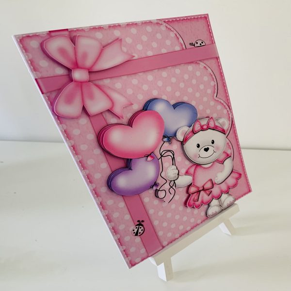 Handcrafted 3D Decoupage Cute Little Girls Greeting Card - Image 2