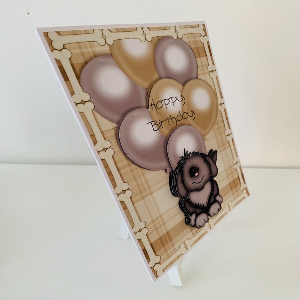 Happy Birthday Greeting Card Dog Themed - Handmade - Image 2