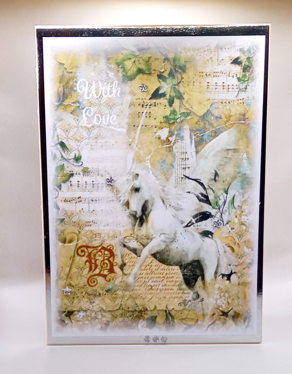 A mystical unicorn With Love card