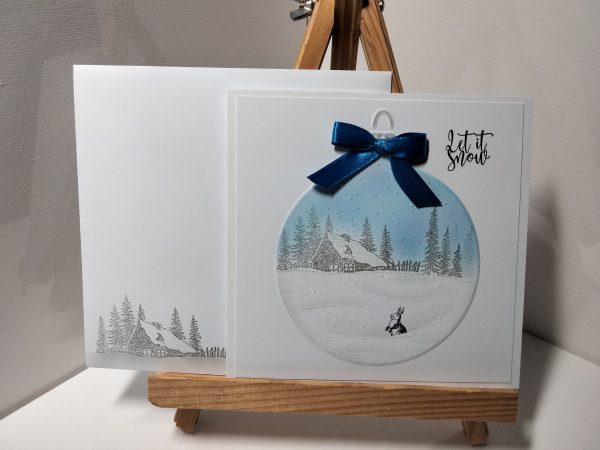 Christmas Bauble Card (blue bow)