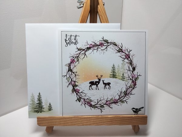 Wreath Scene Christmas Card (let it snow)
